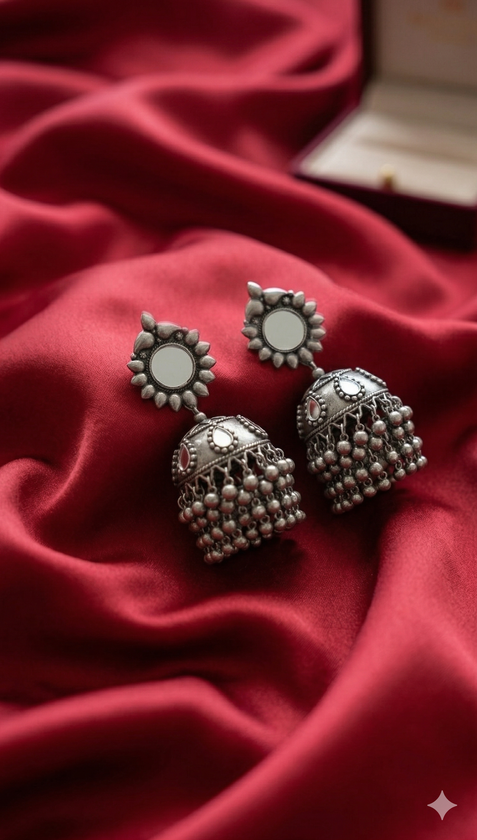 Mirror-Work Sun-Stud Jhumkas