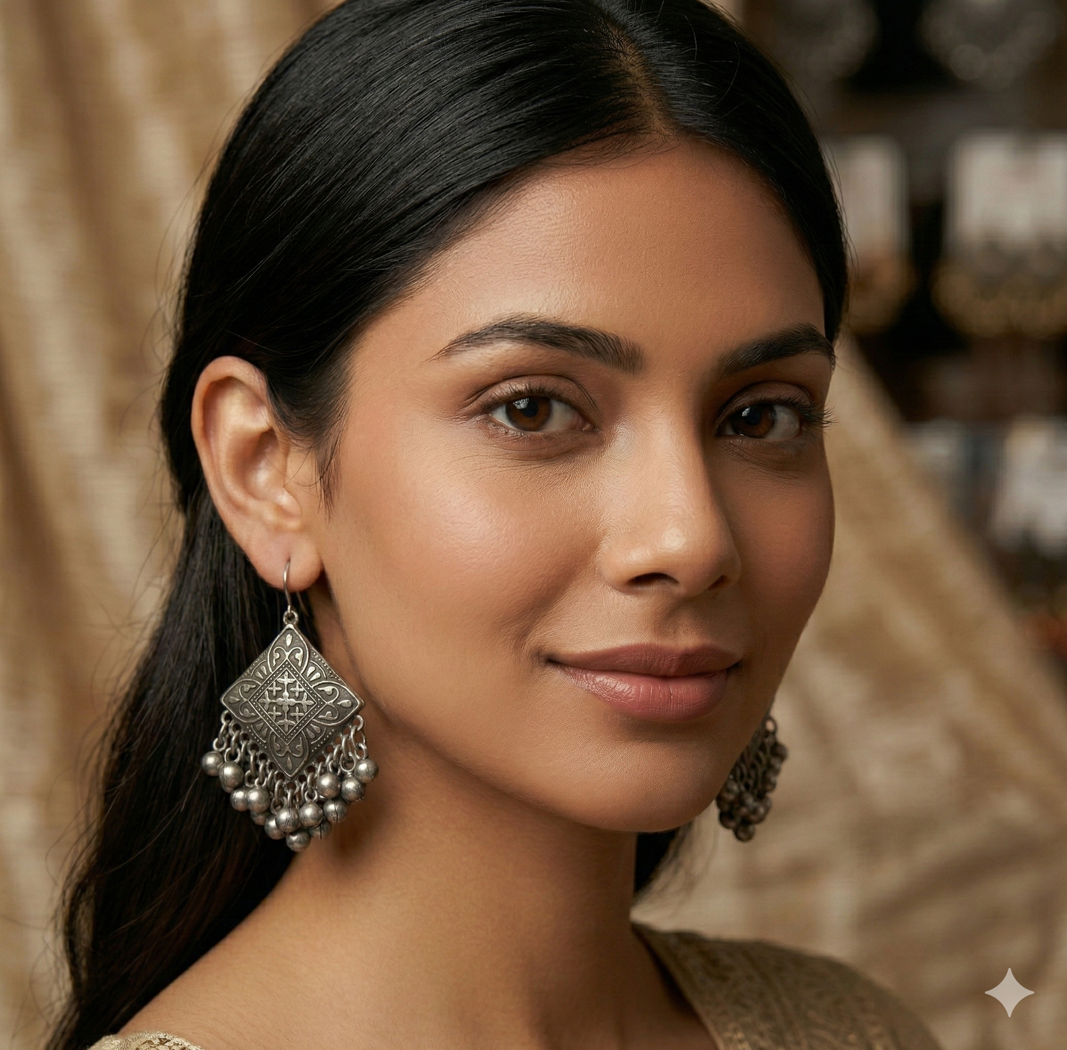 Noor-e-Bukati Oxidised Earring - Image 2